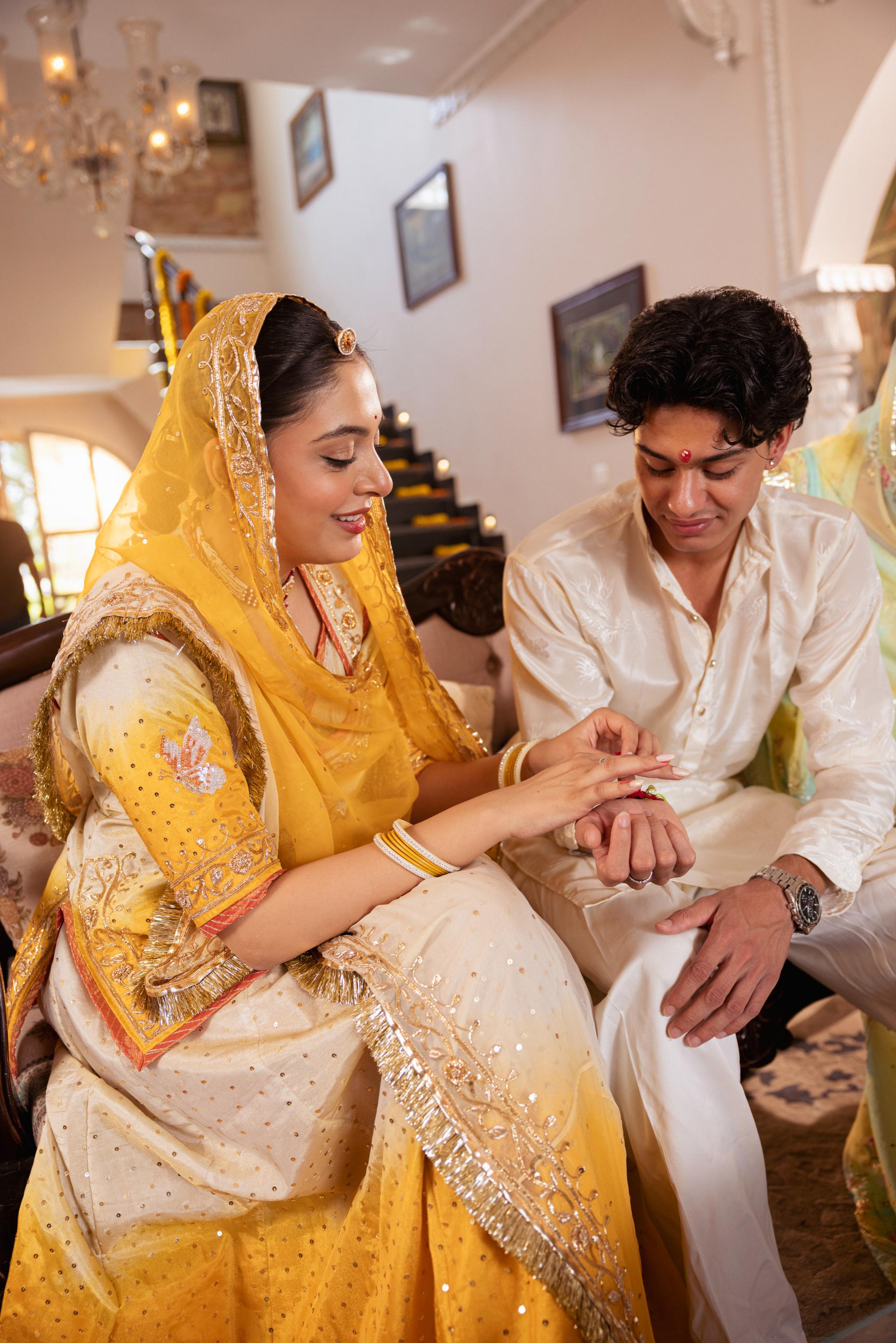 Yellow White Ombre Tissue Zardozi Handwork Poshak (Unstitched)