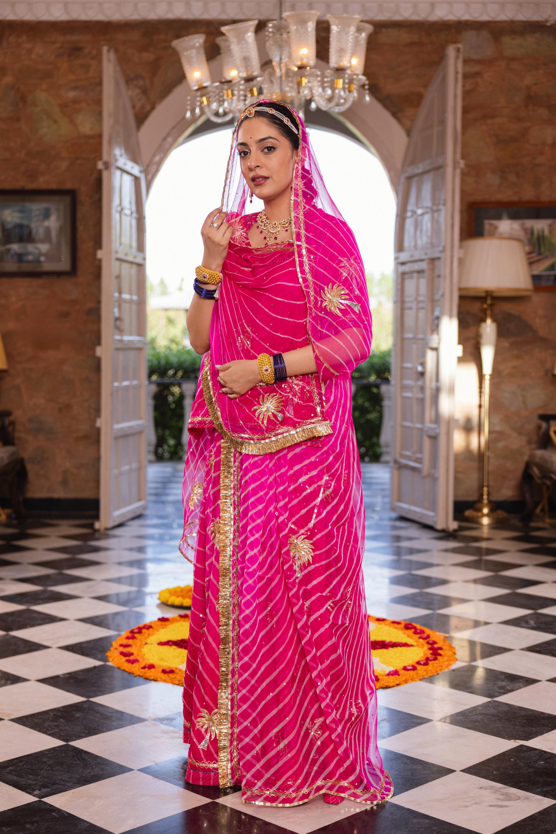 Rani 20 grms Pure Georgette Aari Tari Handwork Poshak (Unstitched)