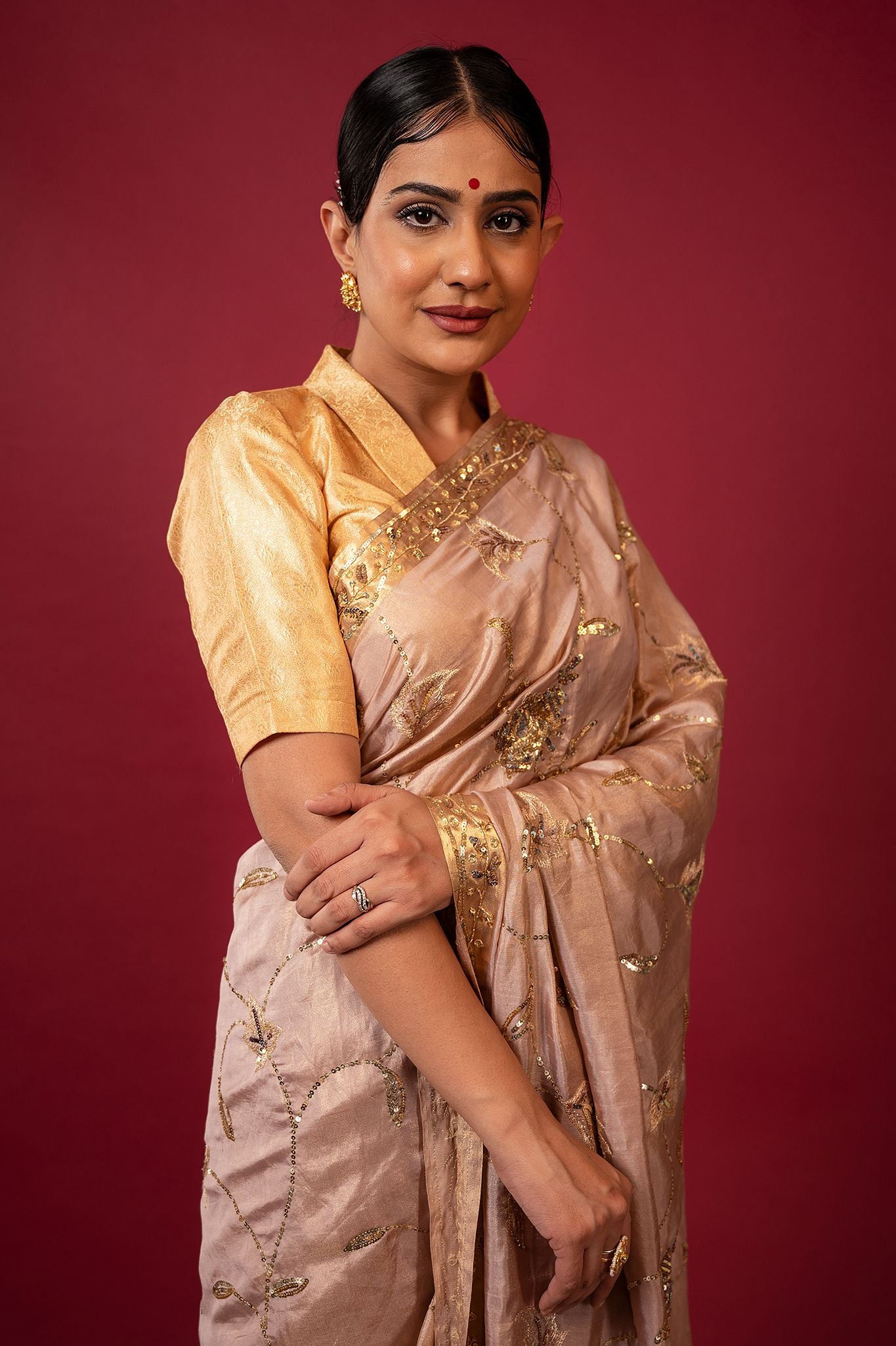 sand pure tissue Aari Zardosi Handwork Saree