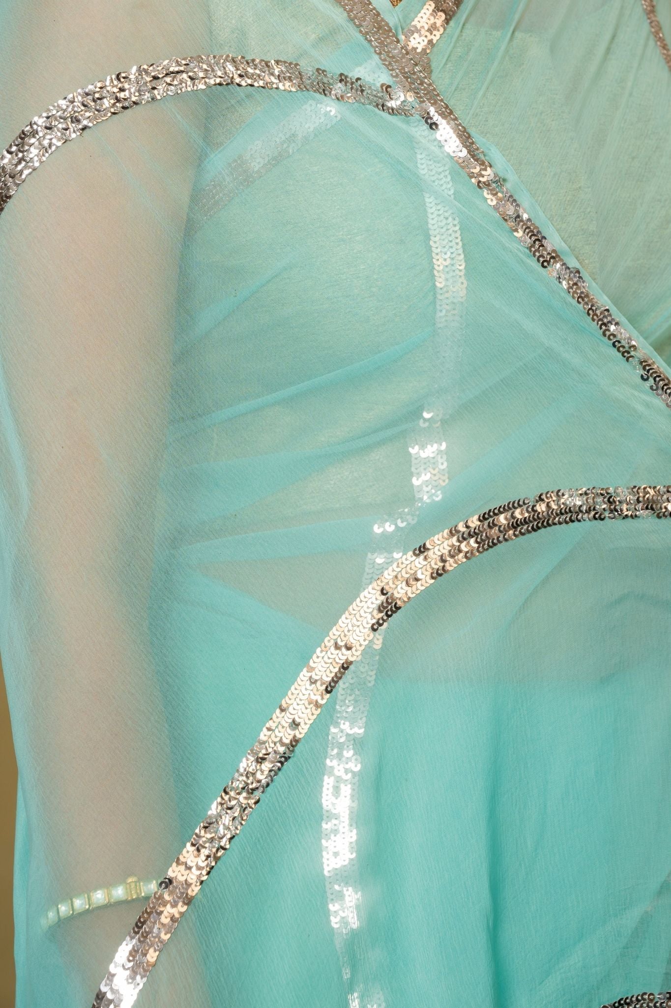 Sky blue Viscose Chiffon sequins handwork party wear saree