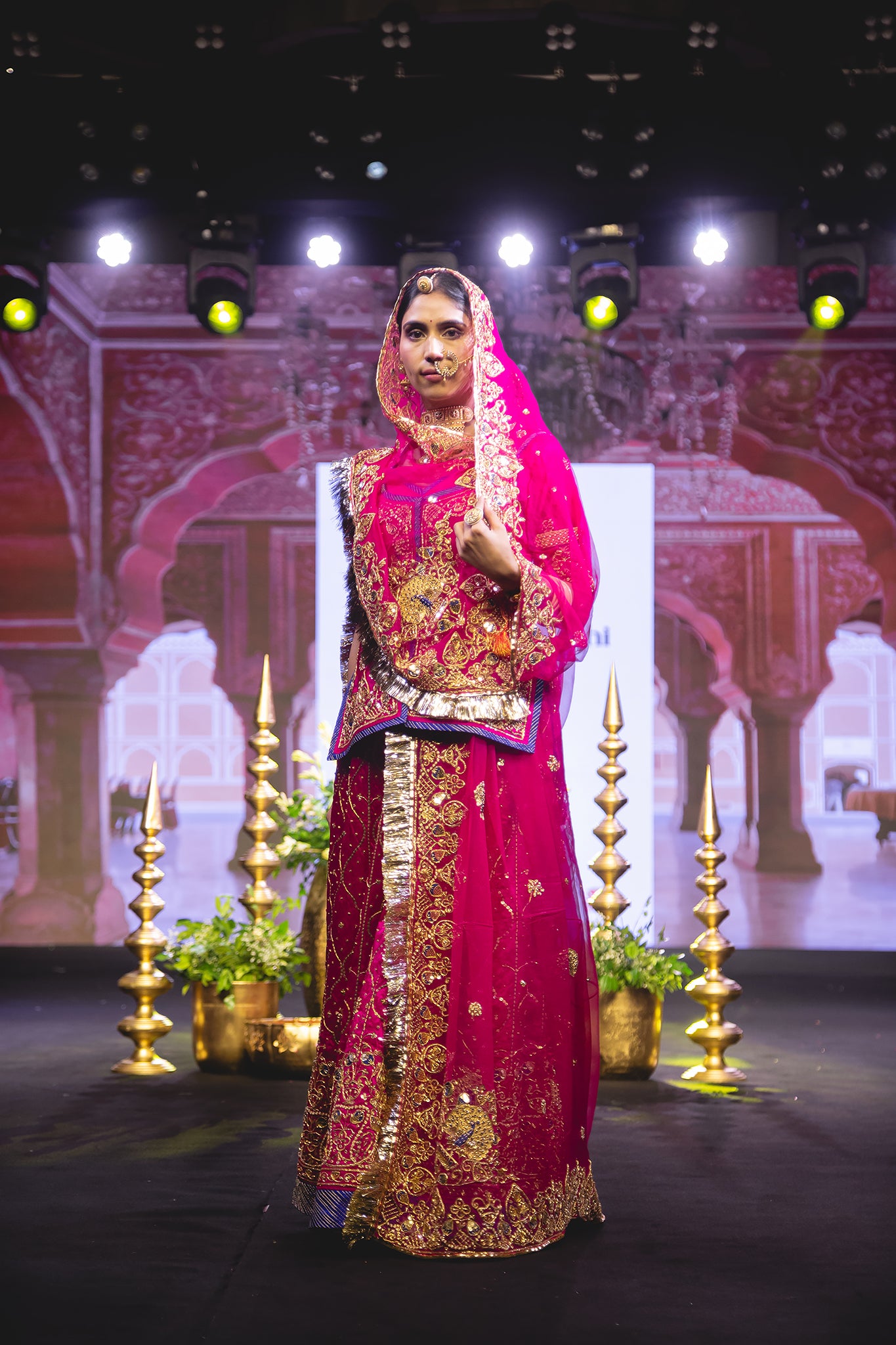 Rani Pink Pure Satin Aari Tari Salma Handwork Poshak (Unstitched)