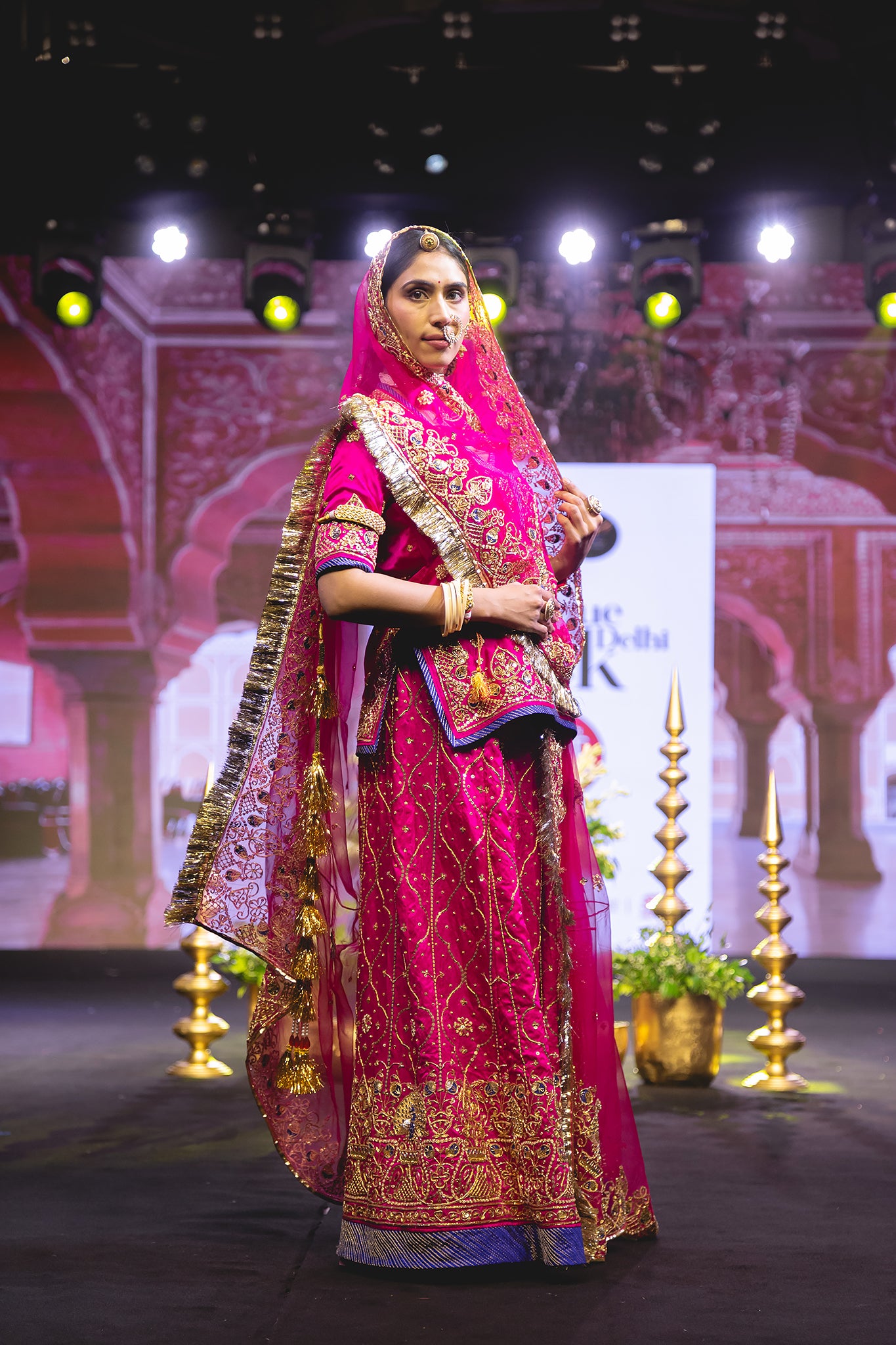 Rani Pink Pure Satin Aari Tari Salma Handwork Poshak (Unstitched)