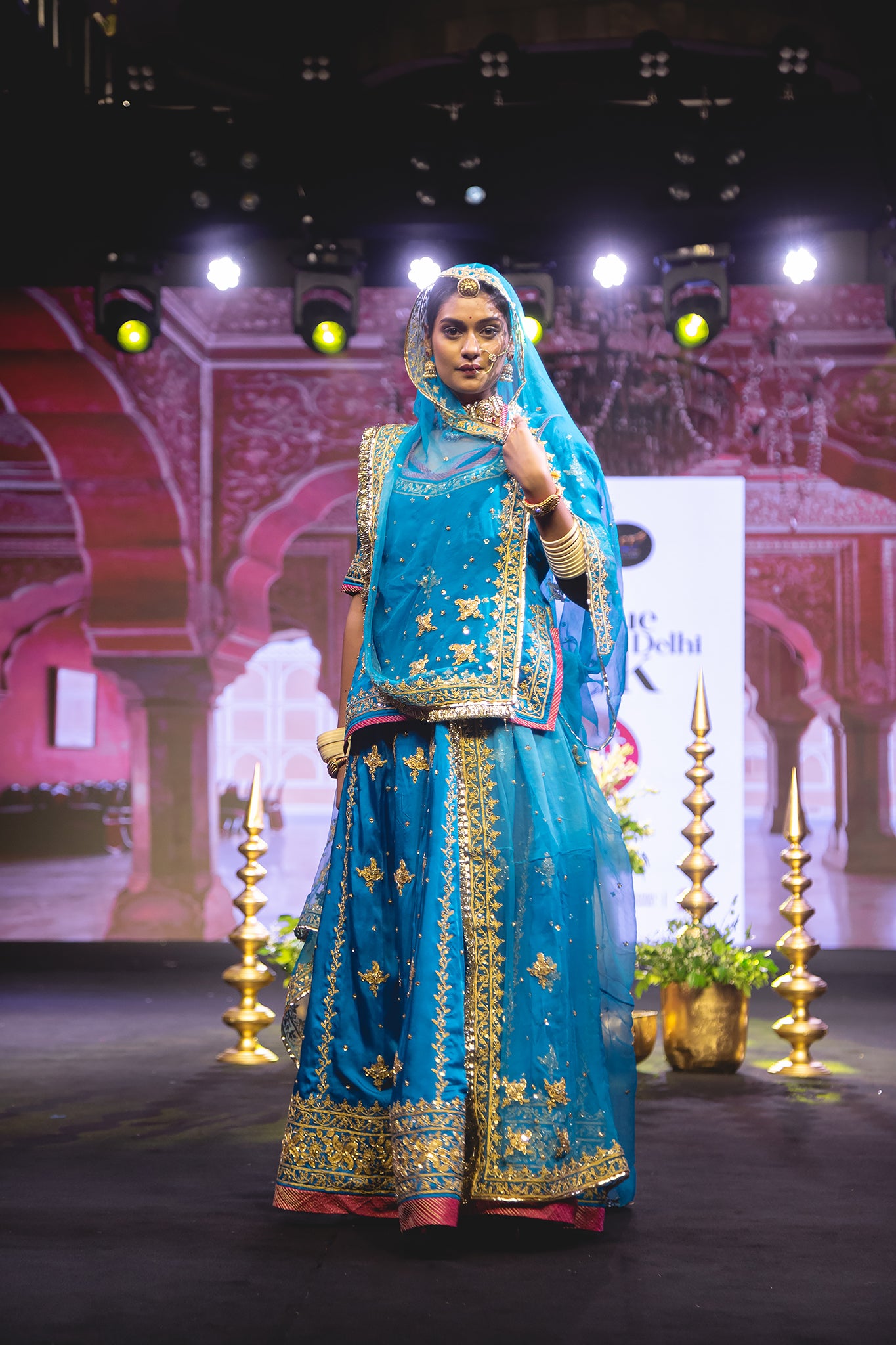 Firozi Bamber Satin Dori Salma Tari Handwork Poshak (Unstitched)