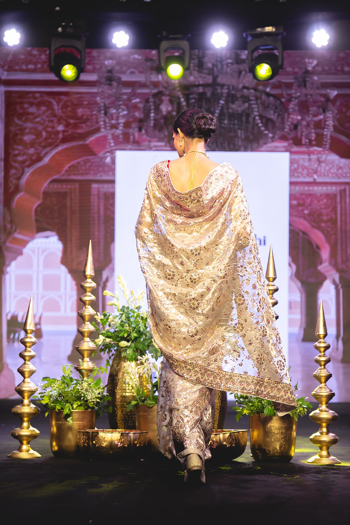 Silver Tissue Copper Gota Patti Handwork Saree with Rani detailing