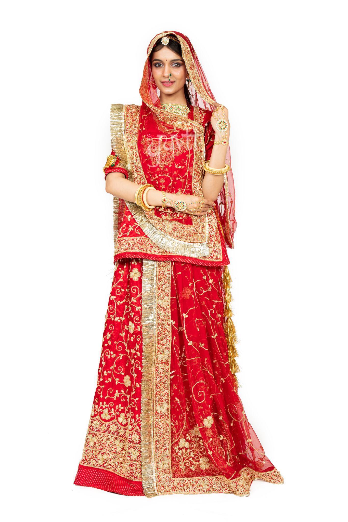 Buy Red Zardosi Bridal Poshak Best Rajputi Rajwada Poshaks YUVTI