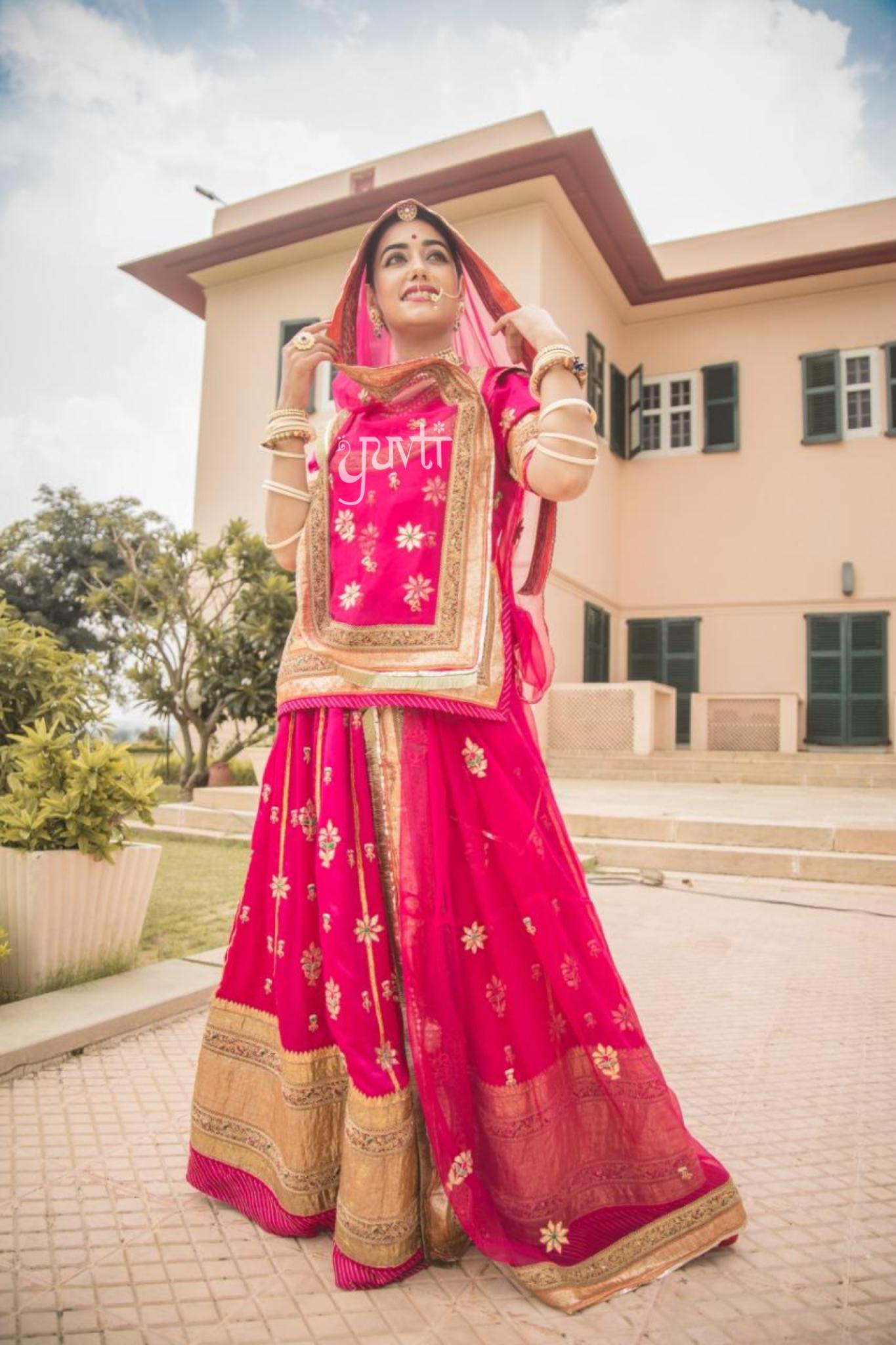 Gota Half Pure Poshak Jaipuri Poshak Rani Pure Silk Satin Real