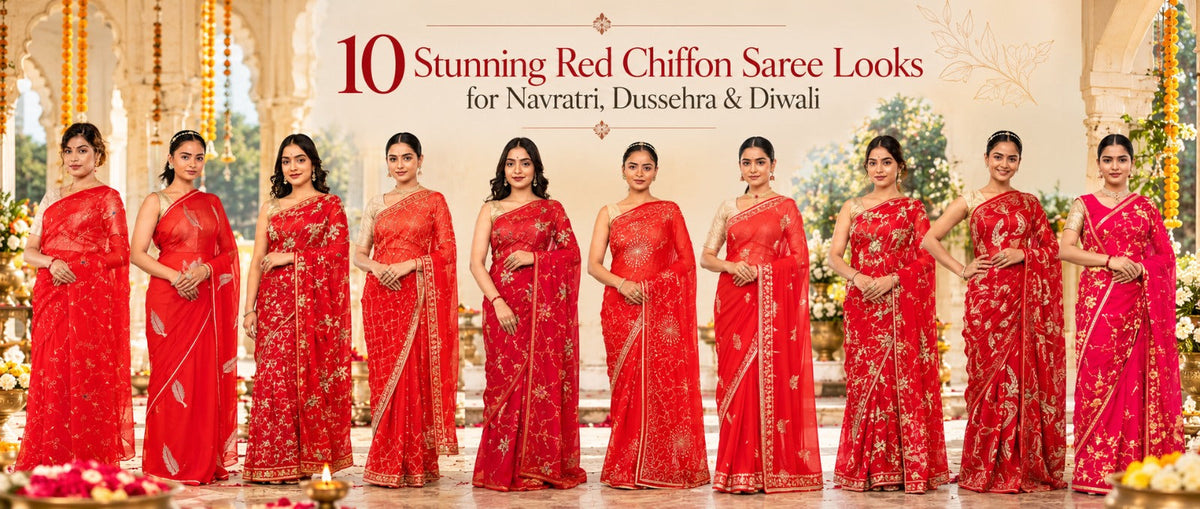  Red Chiffon Saree 