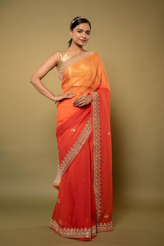 Orange Chiffon Saree