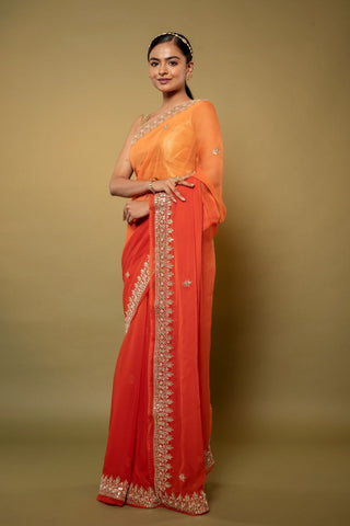 Orange Chiffon Saree