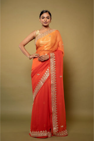 Orange Chiffon Saree