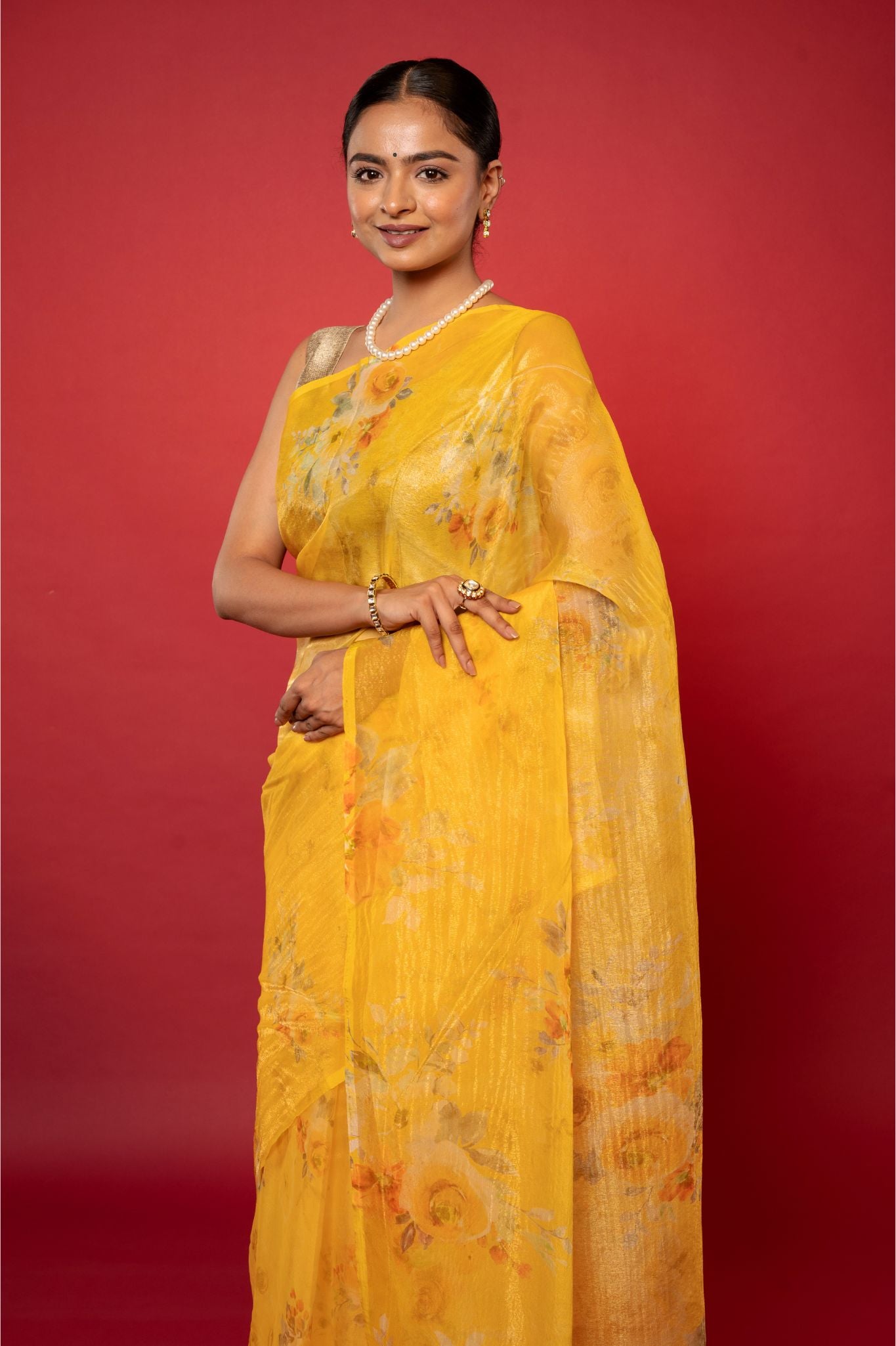 Lapis Turmeric Printed Saree