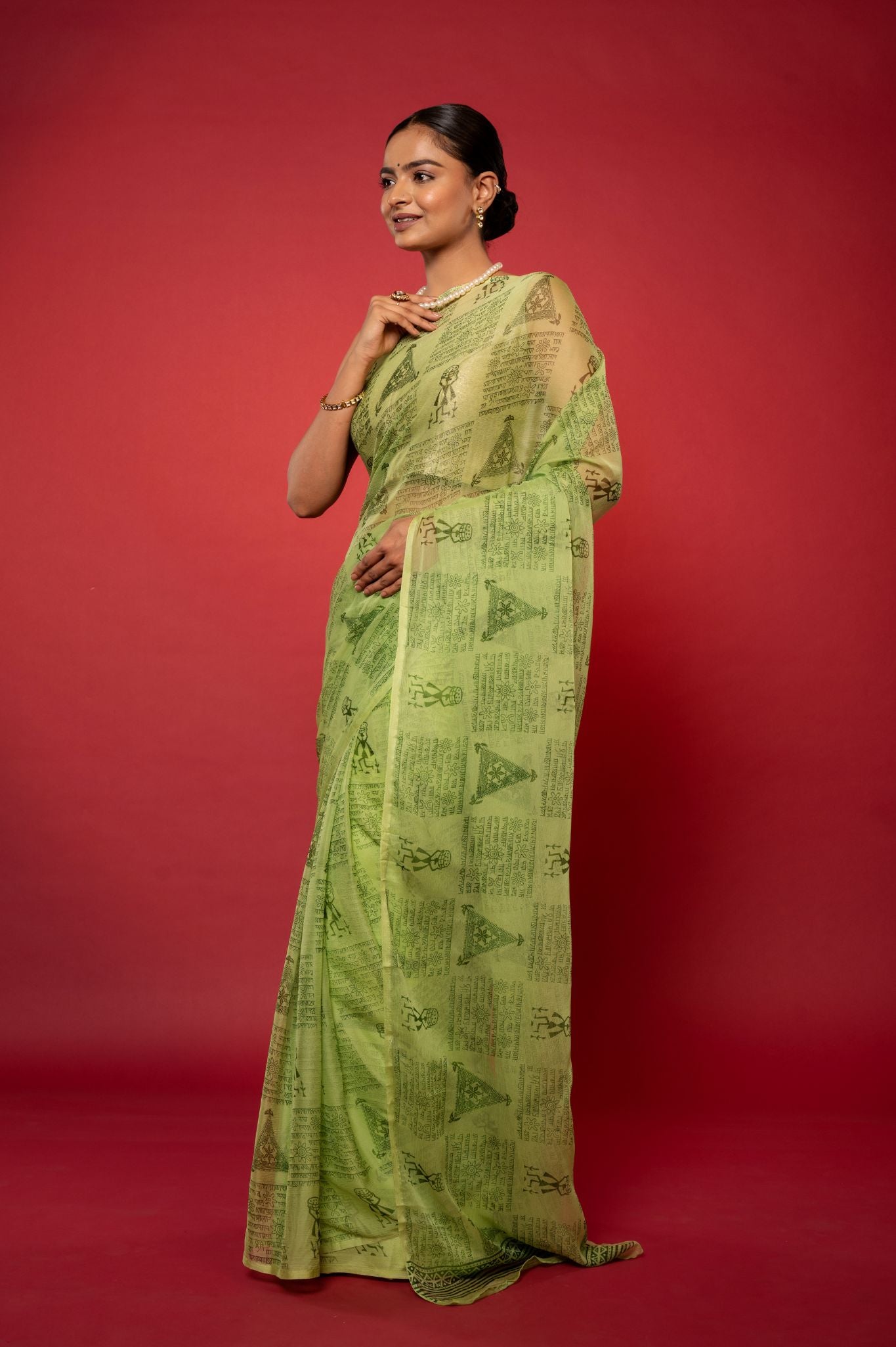Green Printed Saree