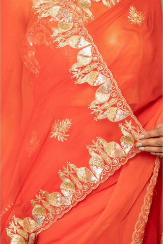 Orange Chiffon Saree