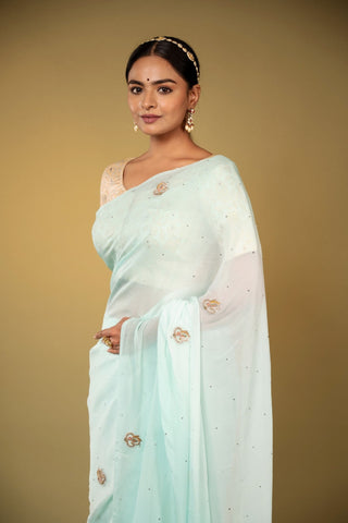 Skyblue Chiffon Saree