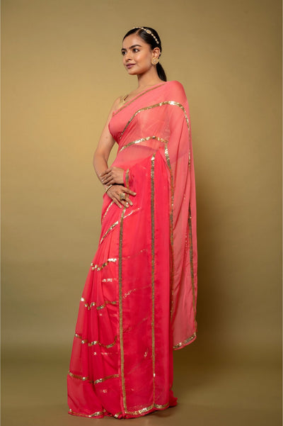 Pali  Pink Gajri Sitara Saree