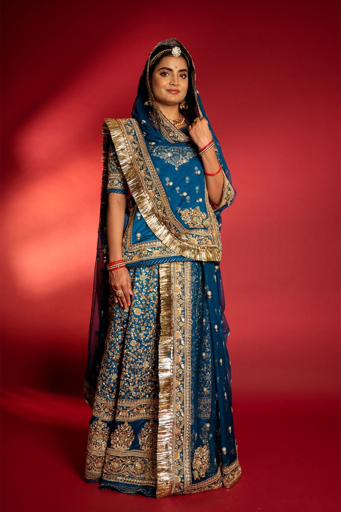 blue Pure Silk Satin aari zardozi handwork Rajputi Poshak with Pure od blue Pure Silk Satin aari zardozi handwork Rajputi Poshak with Pure od