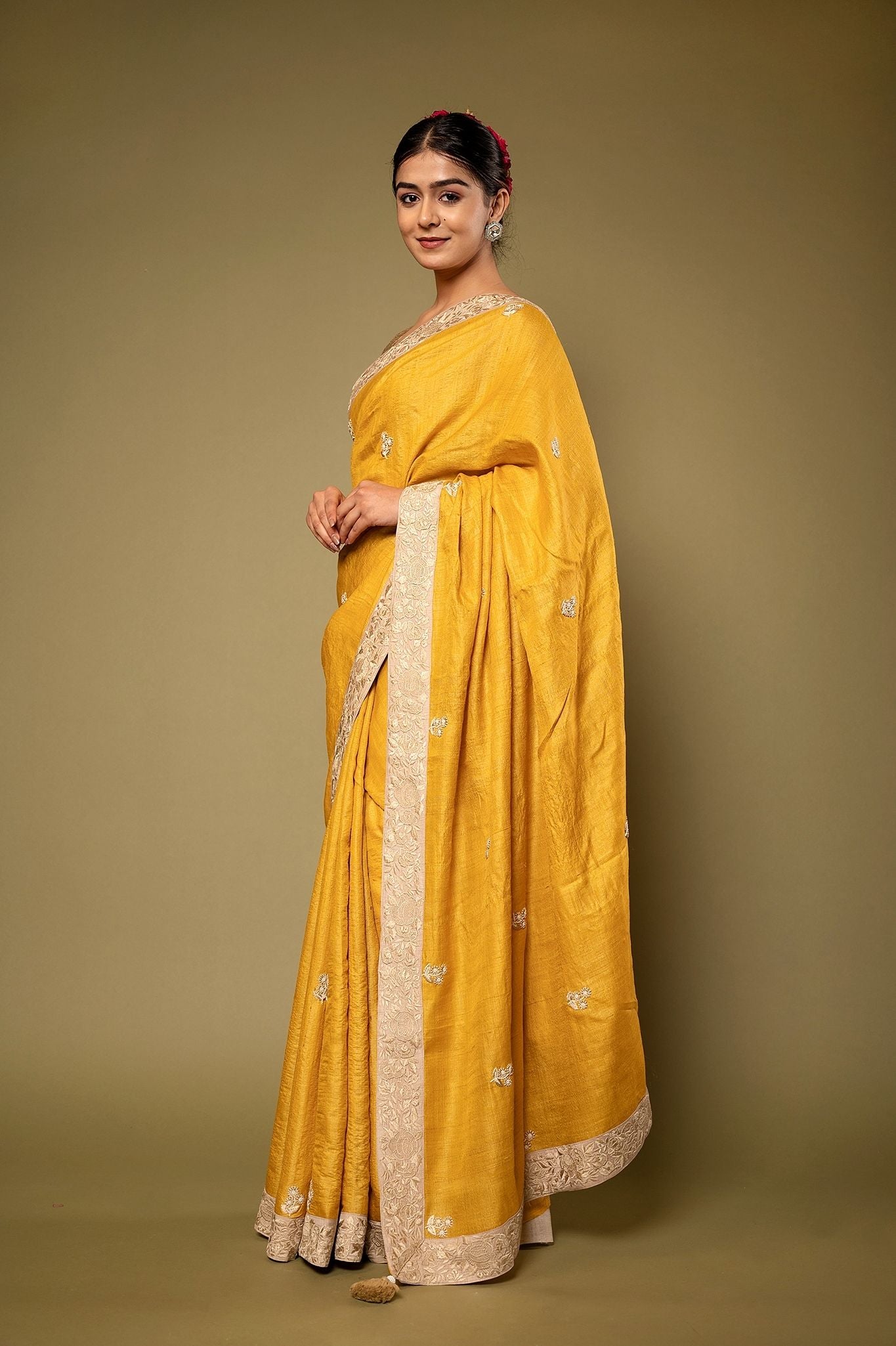 Tussar Silk Resham Work Saree