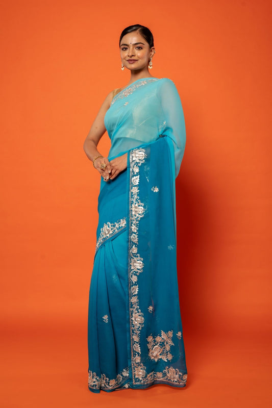 Sky Chiffon Saree