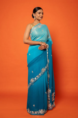 Sky Chiffon Saree