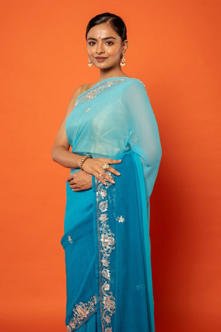 Sky Chiffon Saree