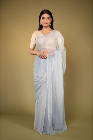 Grey Chiffon Saree