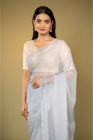 Grey Chiffon Saree