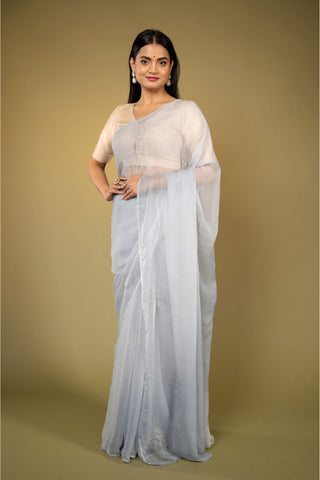 Grey Chiffon Saree