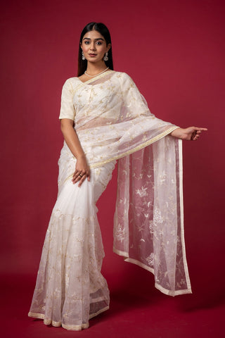 Cocktail Cream Saree