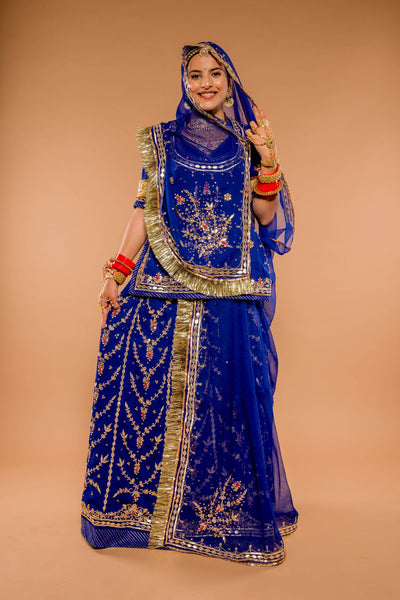 Gota Patti Kundan Blue Poshak