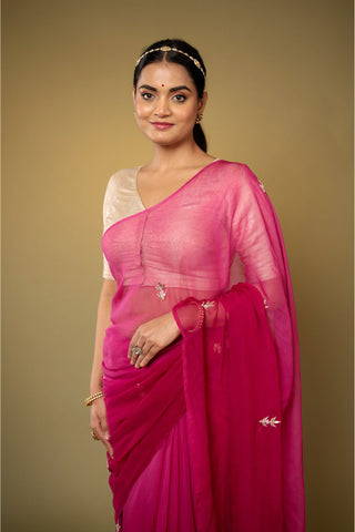 Wine Chiffon Saree