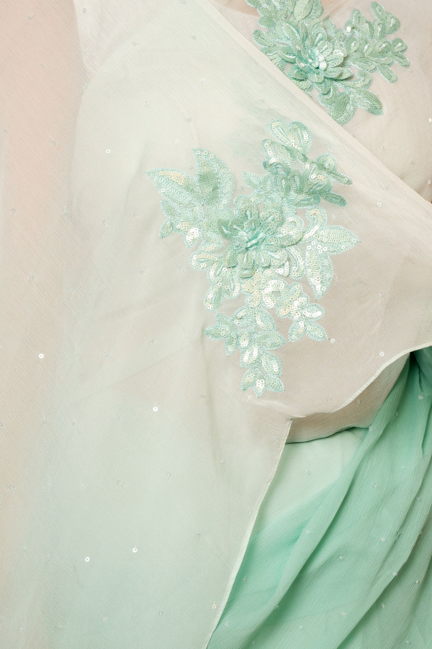 Sage Olive Snowdrop Saree