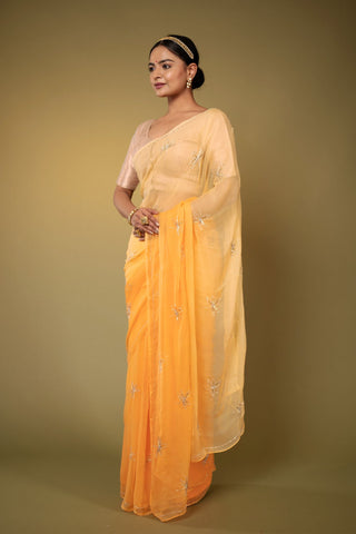 Yellow Chiffon Saree