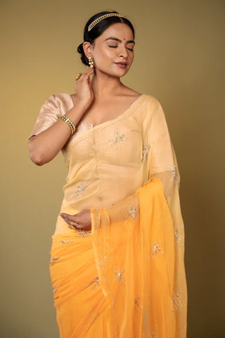 Yellow Chiffon Saree