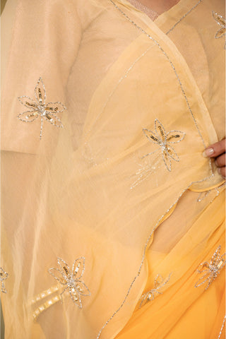 Yellow Chiffon Saree