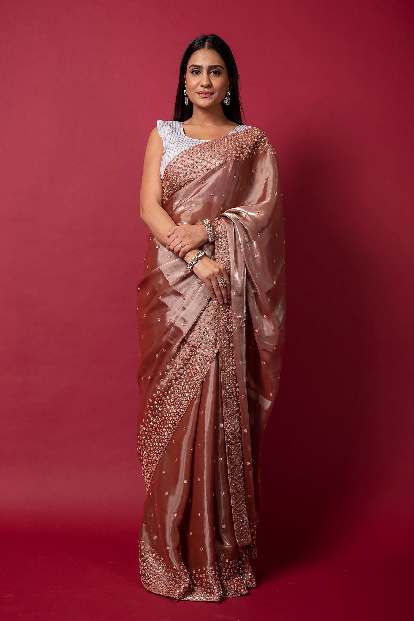 Cocktail Cinnaber Saree