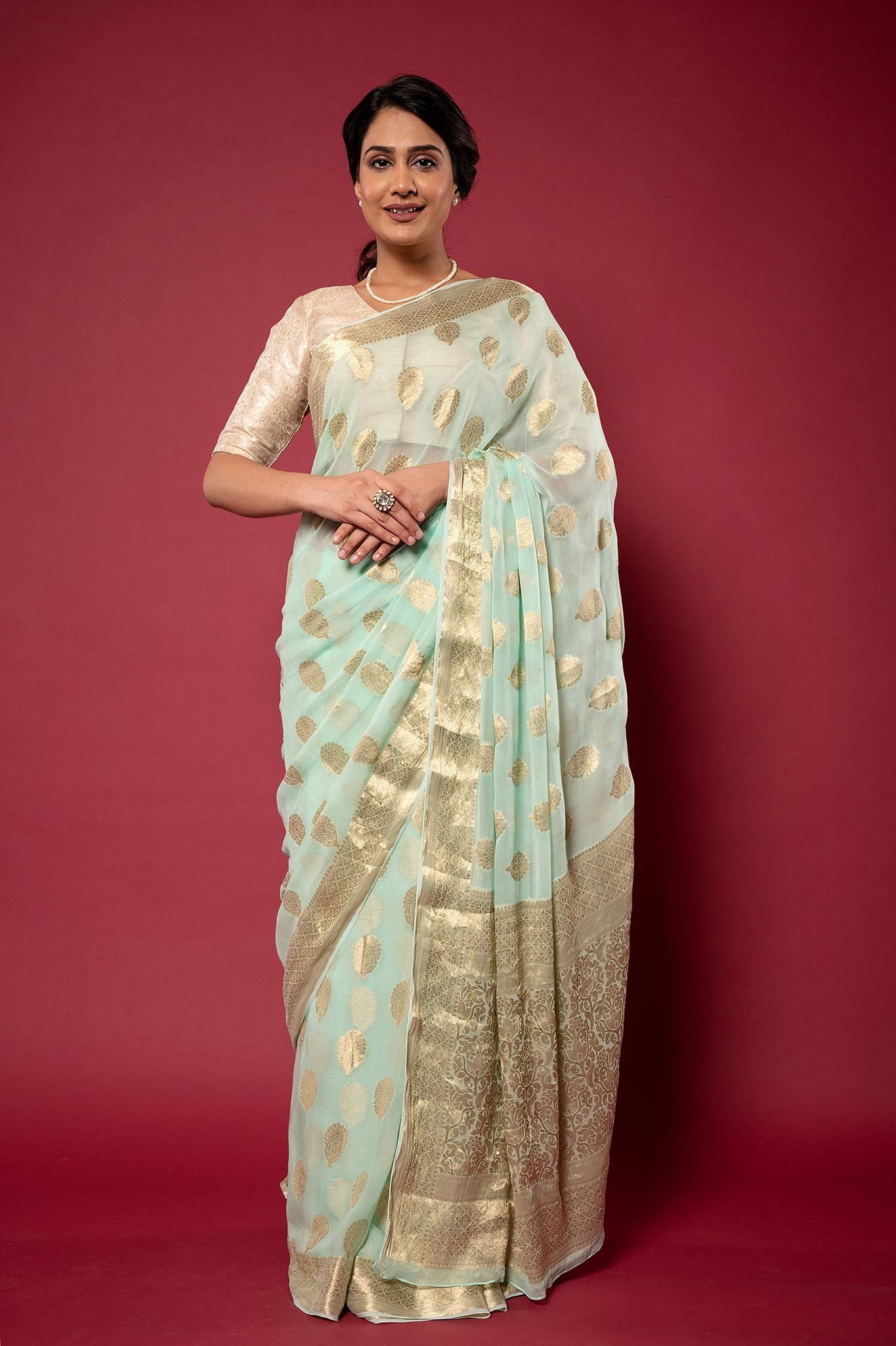 Viscose Chiffon Work Banarsi Saree