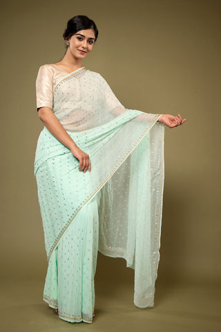 Viscose Chiffon Allover Kardana Work Saree