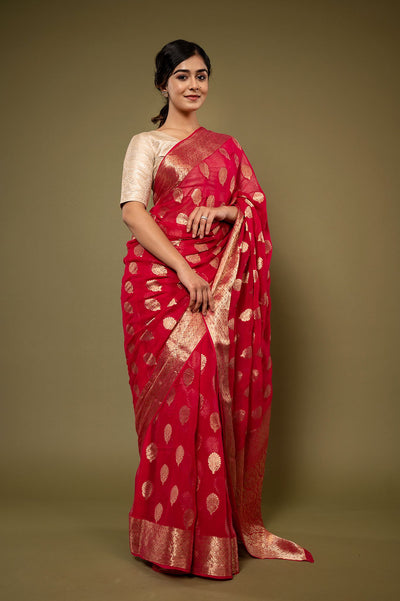 Viscose Chiffon Banarsi Work Saree