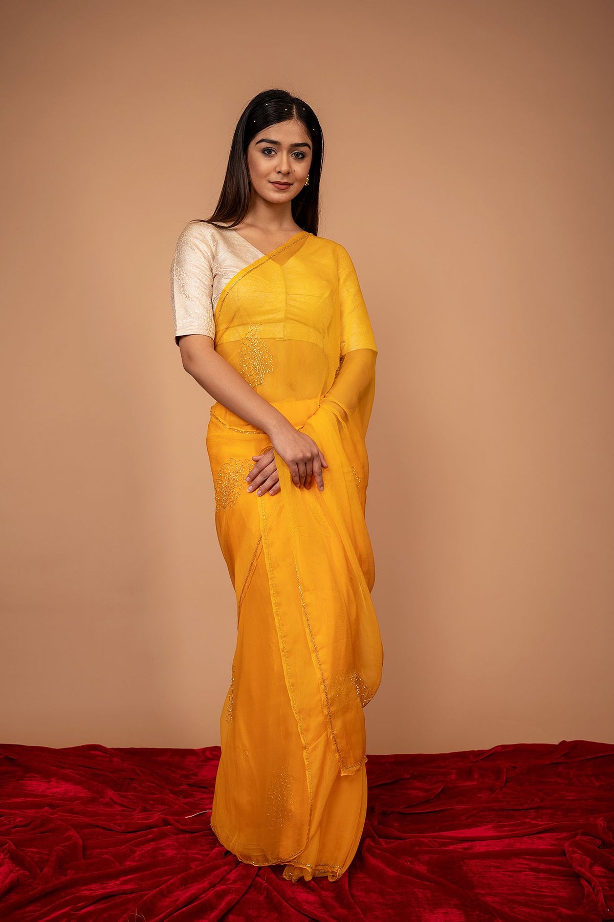 Viscose Chiffon Kardhana Work Saree