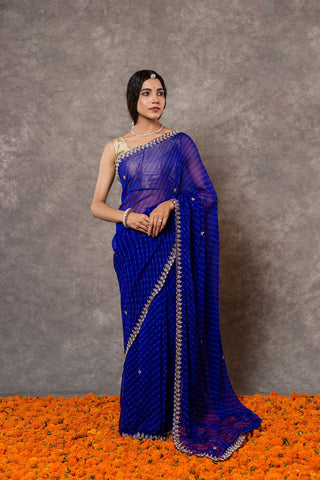 Blue Lehariya Saree