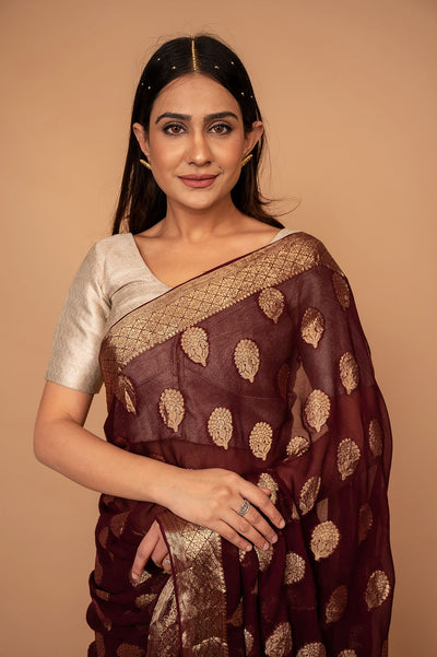 Viscose Chiffon Banarsi Khaddi Saree