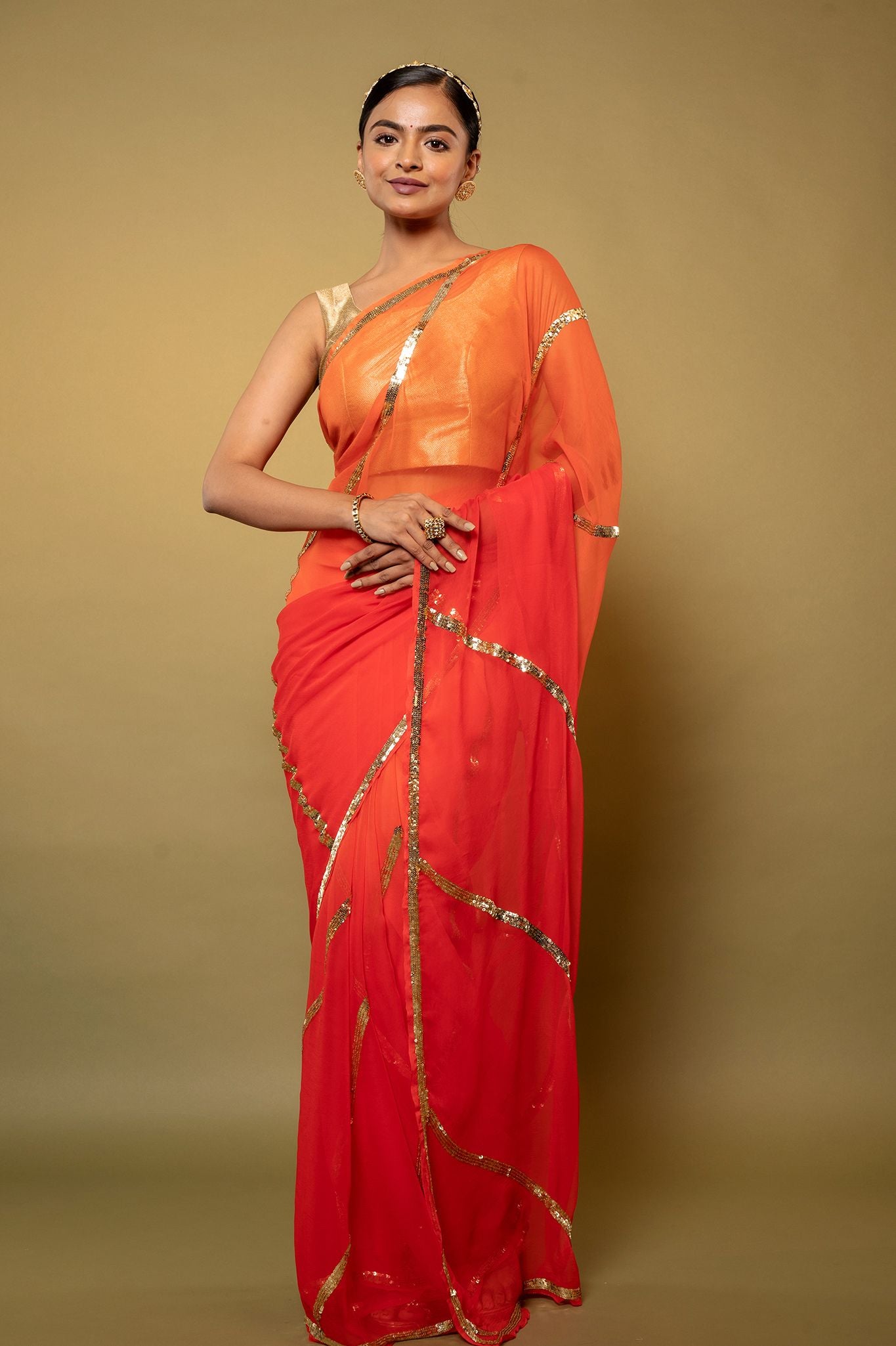 Pali Orange Sitara Saree