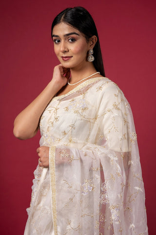 Cocktail Cream Saree