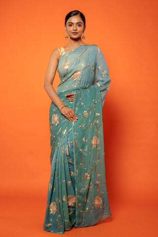 Sage Olive Pure Chiffon Saree