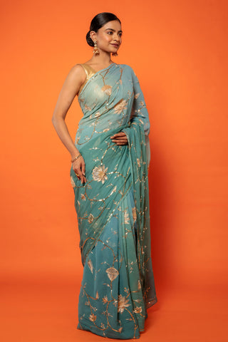 Sage Olive Pure Chiffon Saree