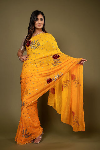 Pure Chiffon Sitara gulab Saree