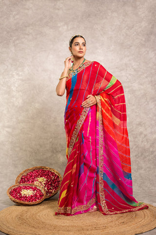 Gulkand Lehariya Saree