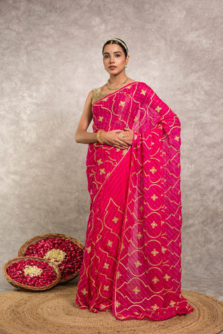 Pink Lehariya Saree