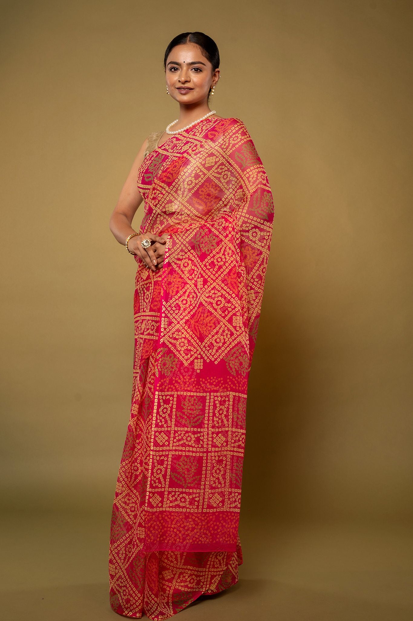 Washable Bandhej Saree