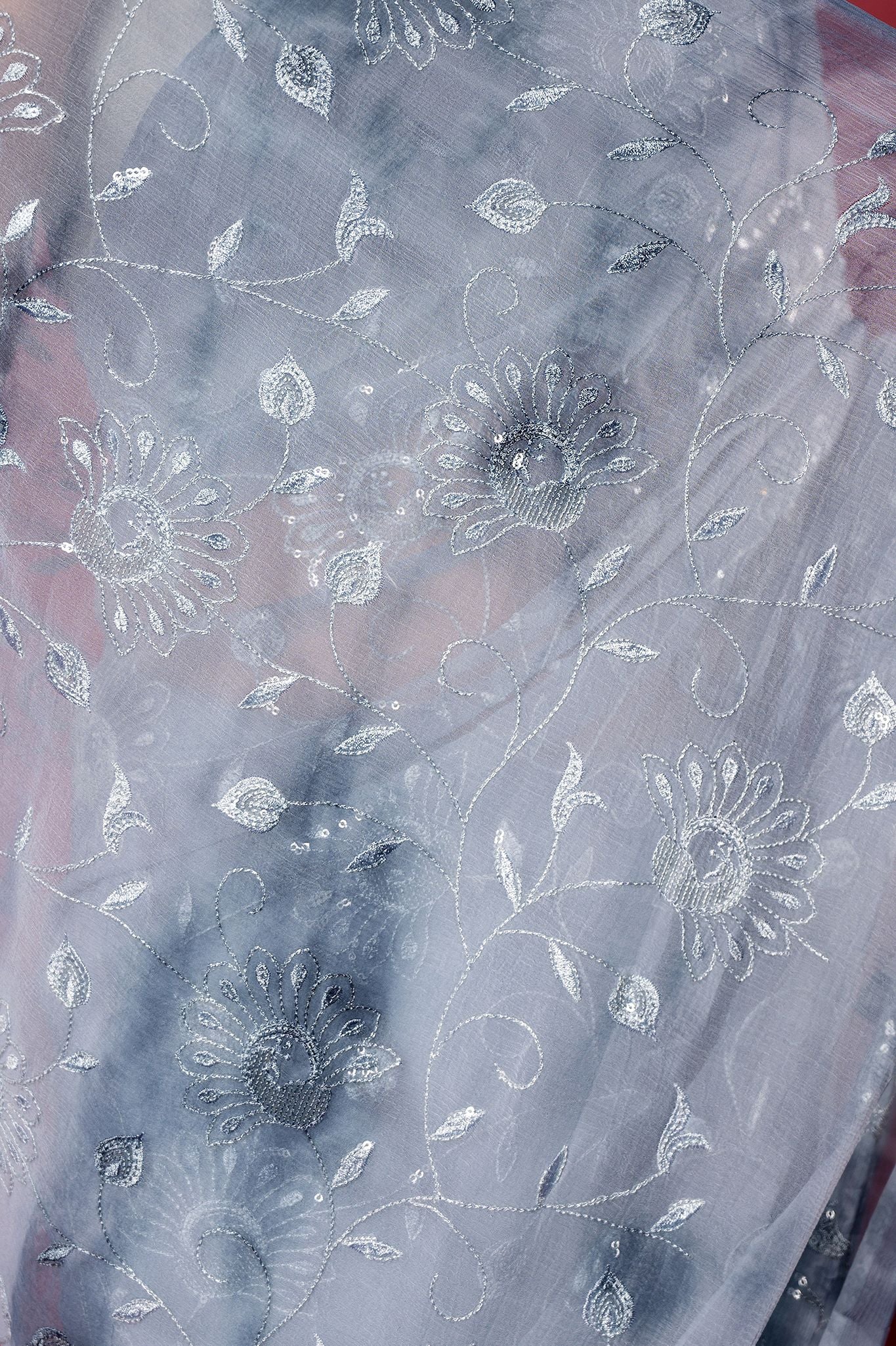 Viscose Chiffon Grey Saree